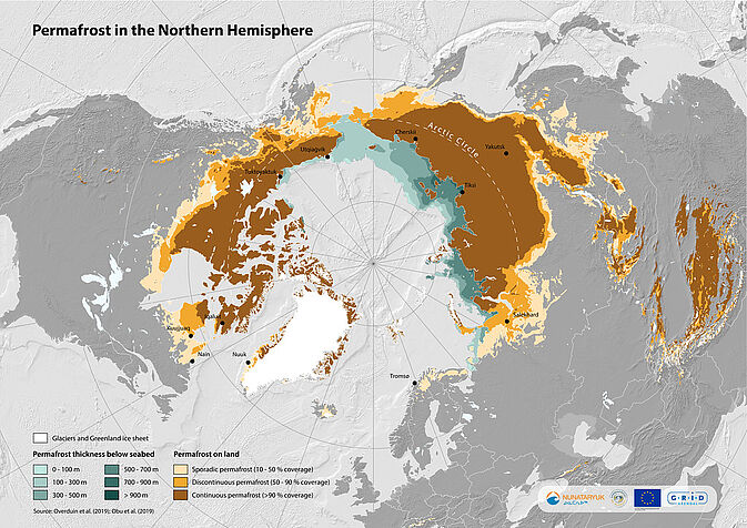 Karte von Permafrost in der nördlichen Hemisphäre