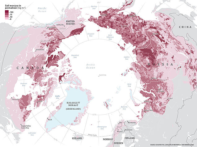 Darstellung von Quecksilber im Permafrost